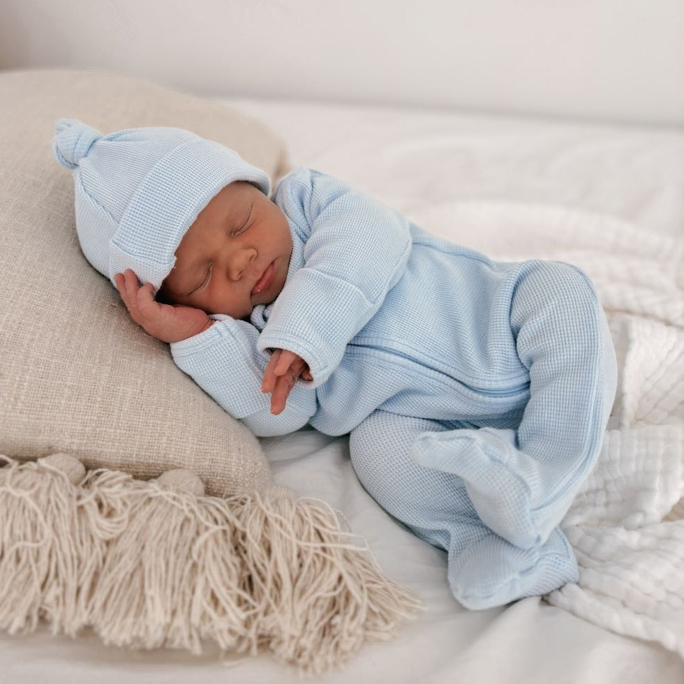 My First Outfit Baby Blue Onesie Beanie Set