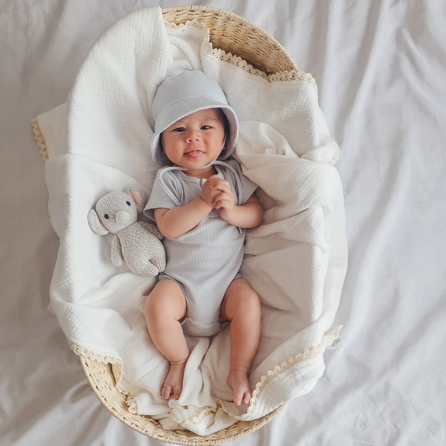 Summer Bodysuit &amp; Sunhat - Sky Blue