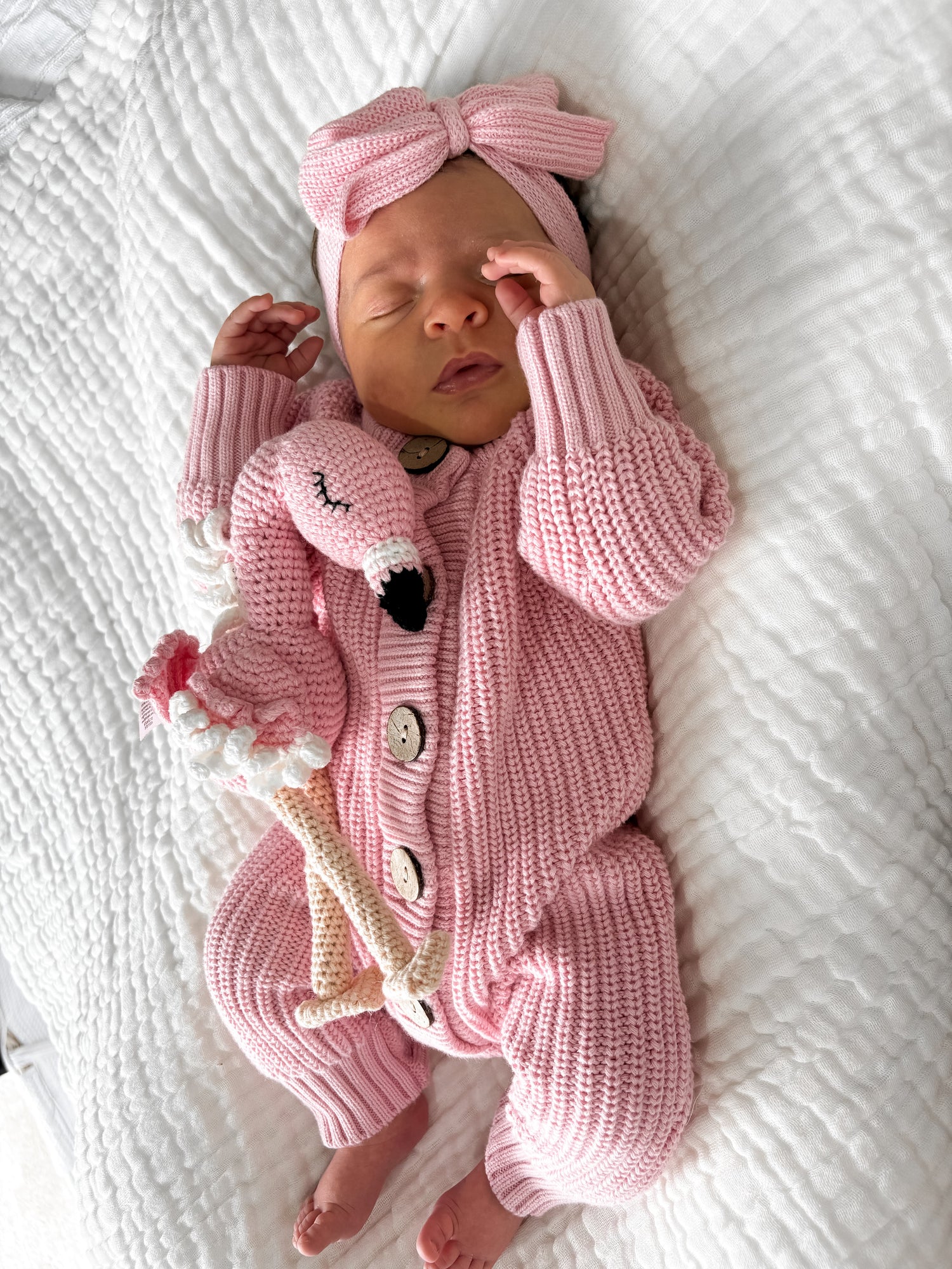 Textured Knit Topknot - Pink