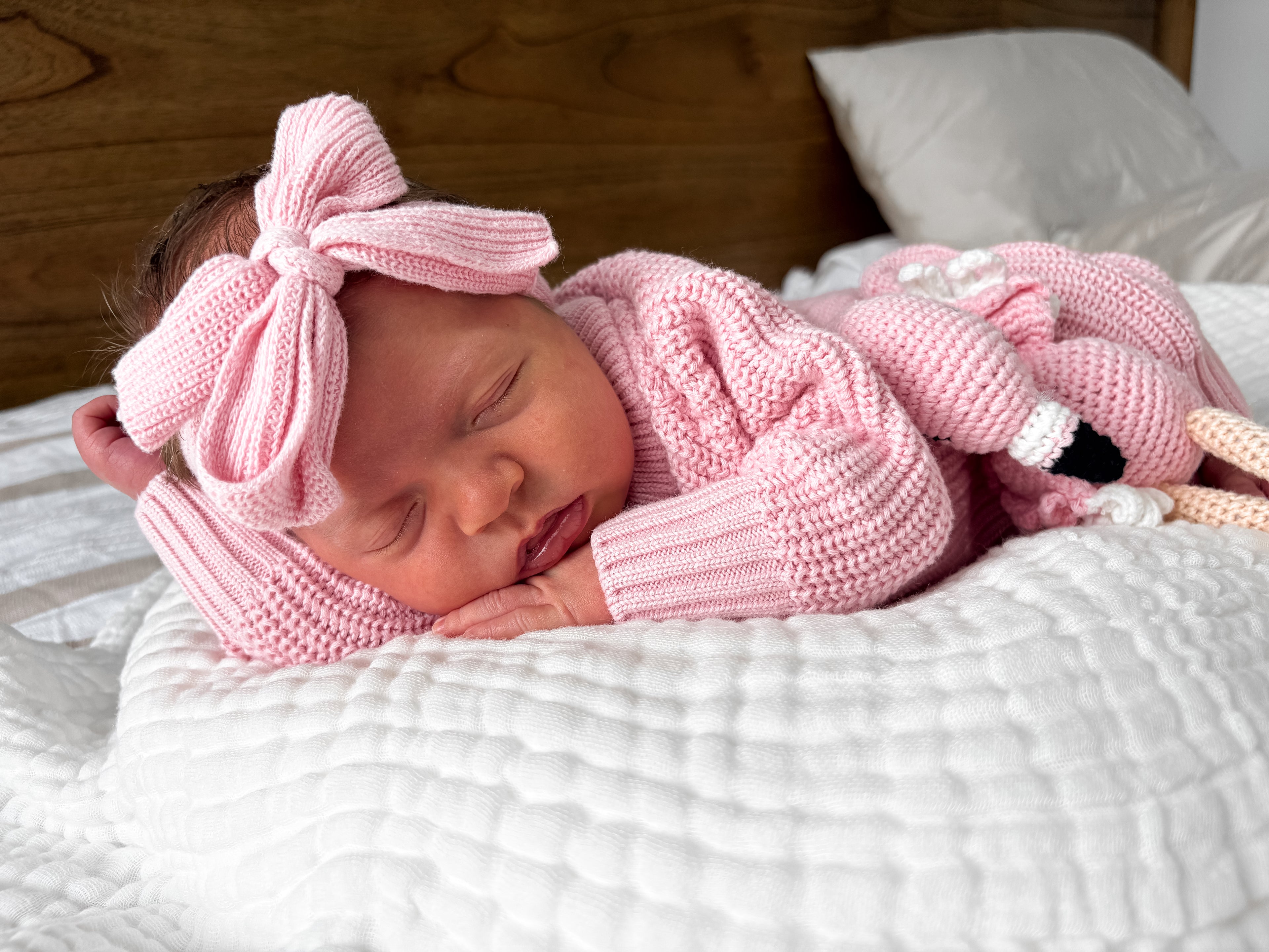 Textured Knit Topknot - Pink