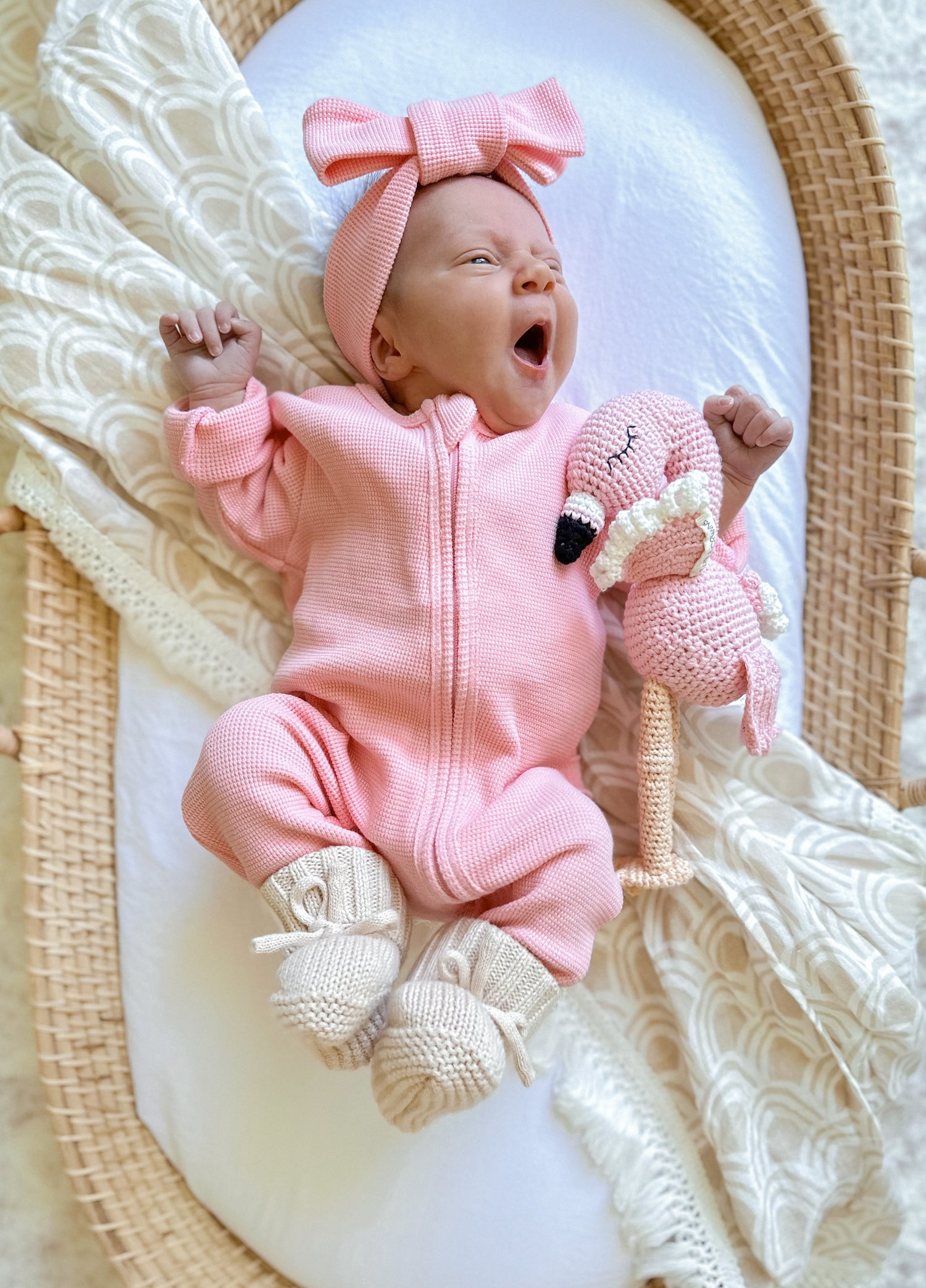 My First Outfit - Bubblegum - Flutter Bum Onesie &amp; Topknot Set