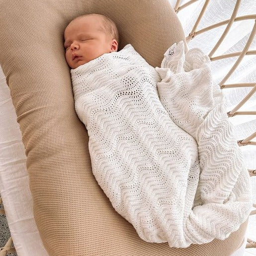 Wave Knit Blanket Ivory