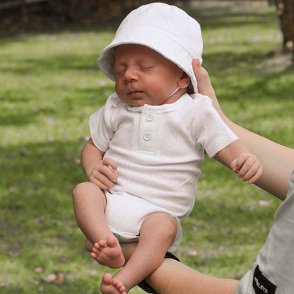 Summer Bodysuit &amp; Sun Hat - White