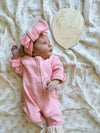 My First Outfit - Flutter Bum Onesie & Topknot Set - Bubblegum