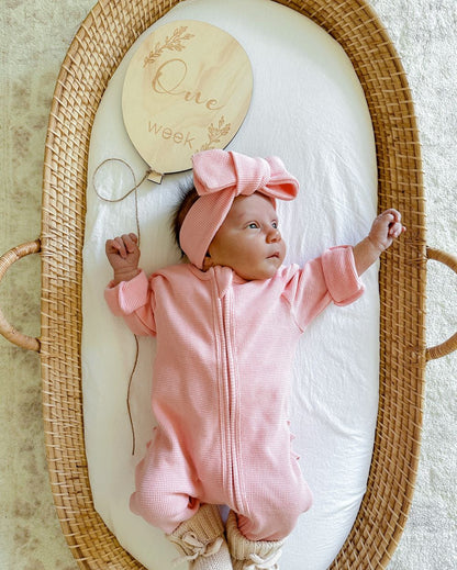 My First Outfit - Bubblegum - Flutter Bum Onesie &amp; Topknot Set