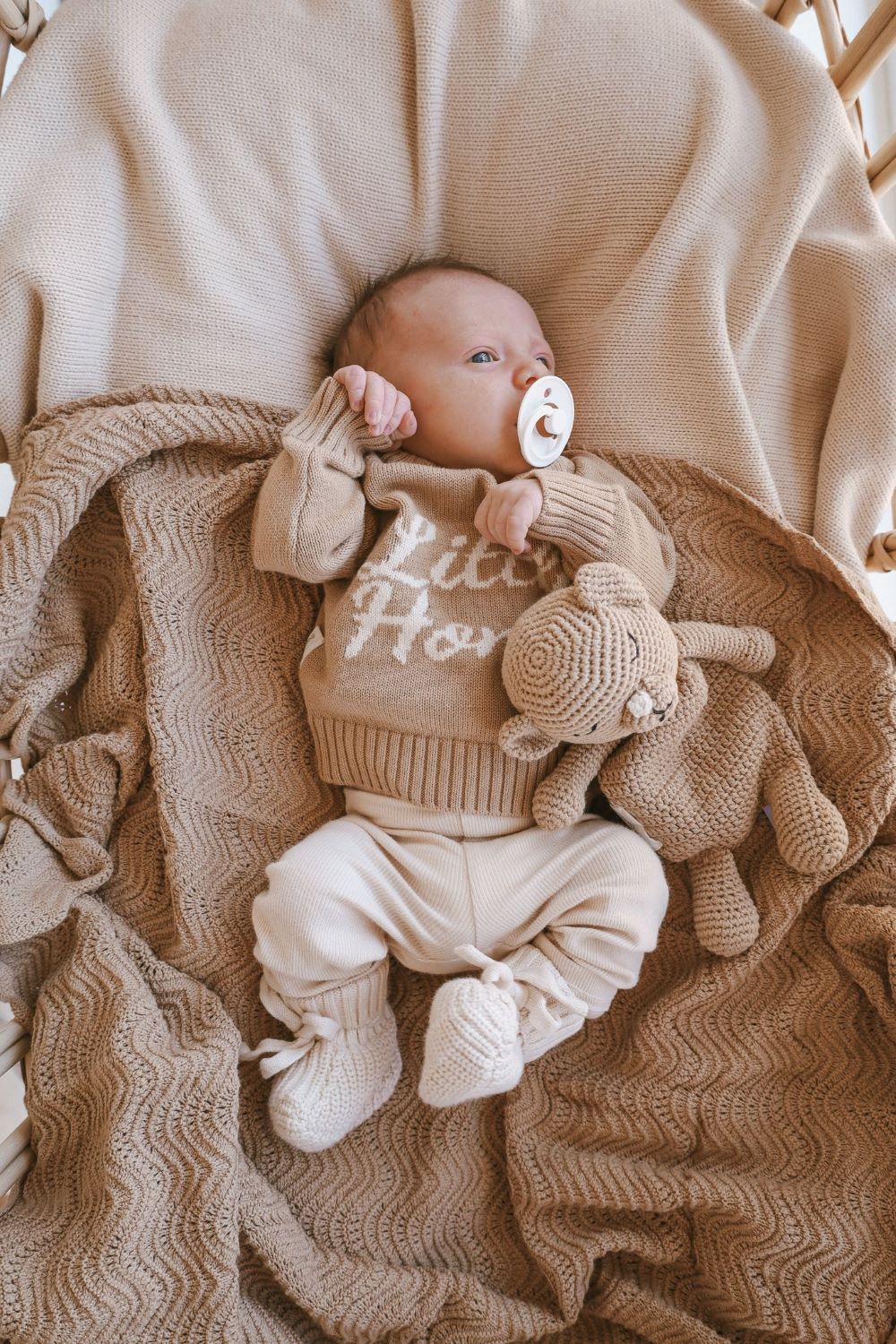 Textured Knit Booties - Oat