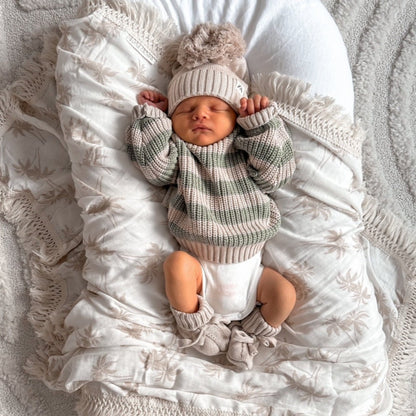 Fringe Swaddle Blanket - Palm