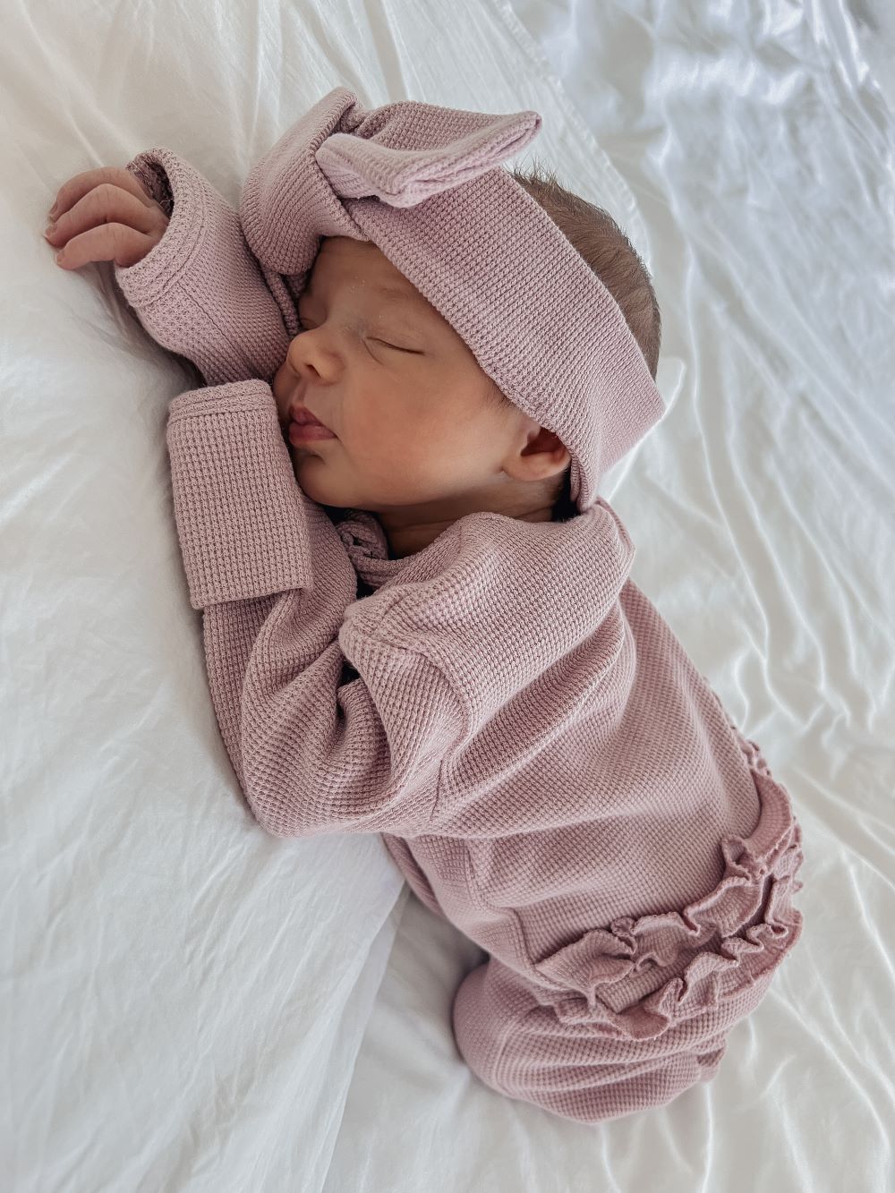 My First Outfit - Soft Lavender - Flutter Bum Onesie &amp; Topknot Set