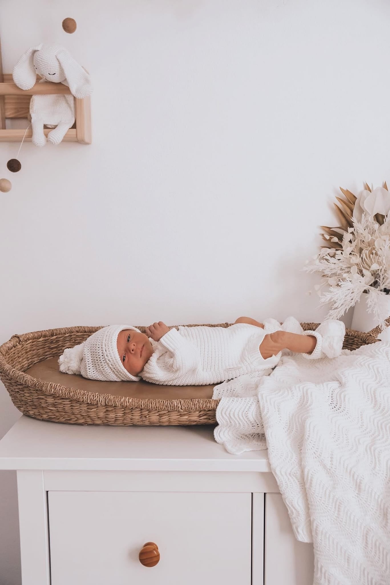 Textured Knit Bodysuit, Beanie and Booties Set and Cuddle Me Bunny Bundle Ivory