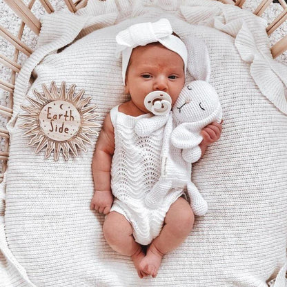 Textured Knit Topknot Ivory